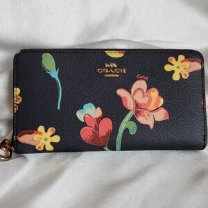 Coach Dreamyland Long Zip Around Wallet - Midnight Blue, Floral
